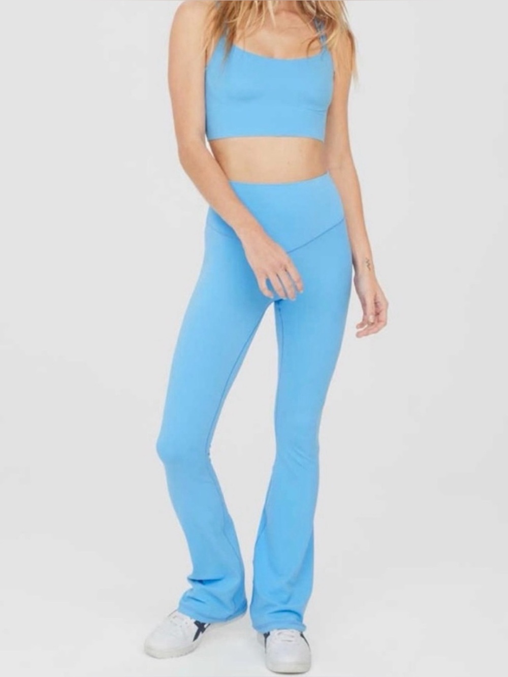 Aerie high rise bootcut leggings in blue vinyl